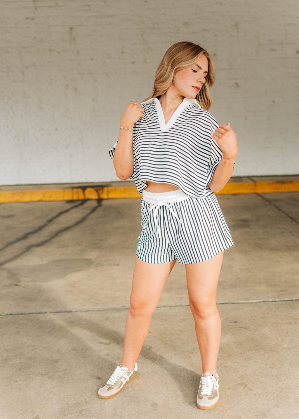 Black & White Striped Short Set - Image 5