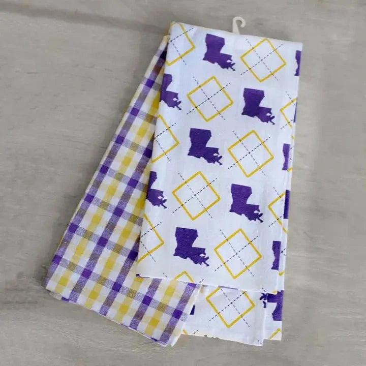 Louisiana Purple & Gold Hand Towel Set