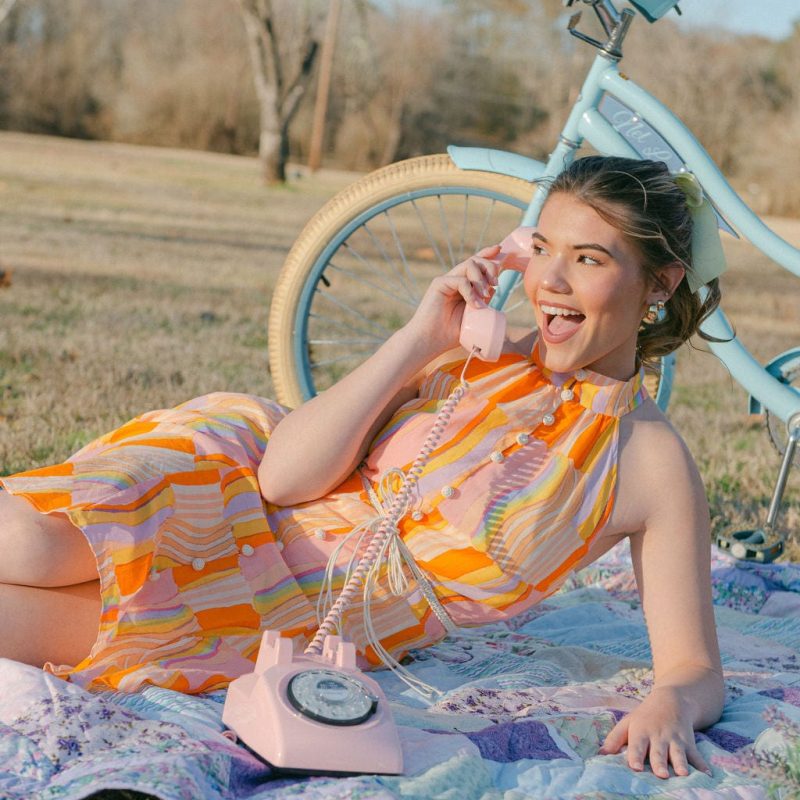 Orange Tie Waist Halter Mini Dress