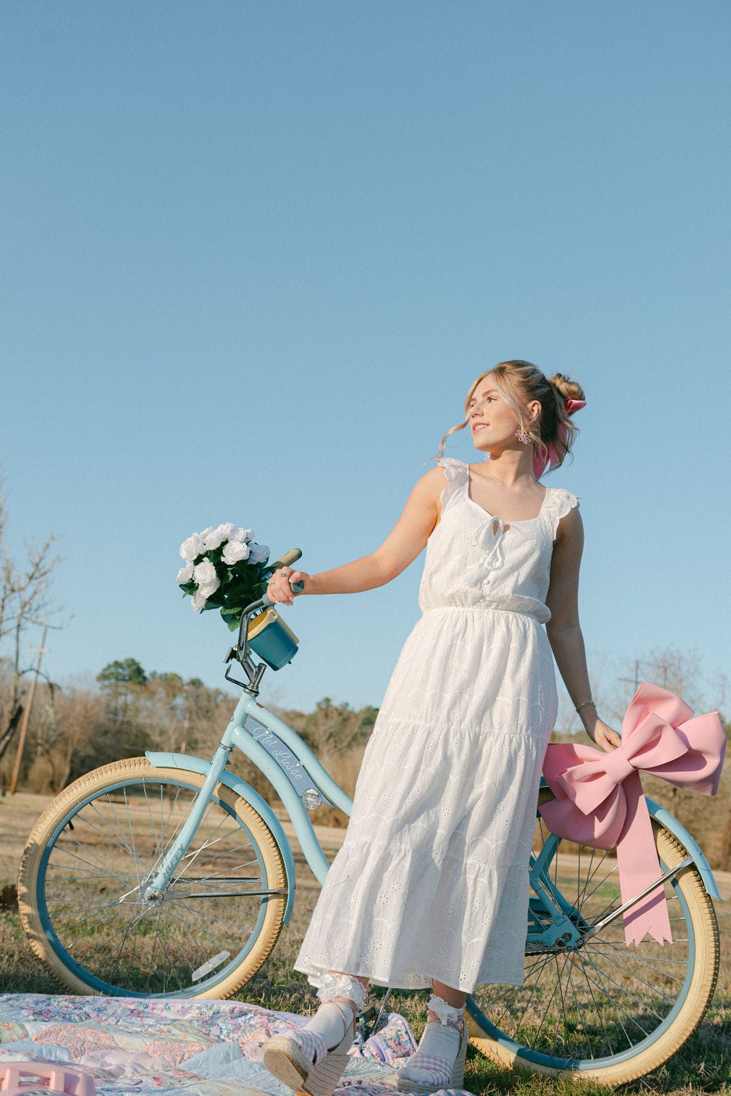 White Eyelet Lace Midi Dress