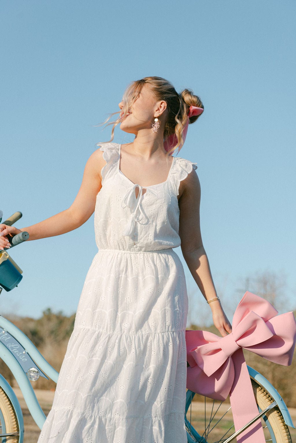 White Eyelet Lace Midi Dress - Image 4
