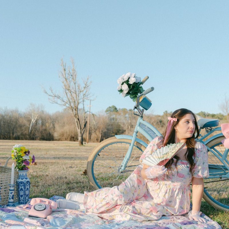 Pink Floral Puff Sleeve Midi Dress