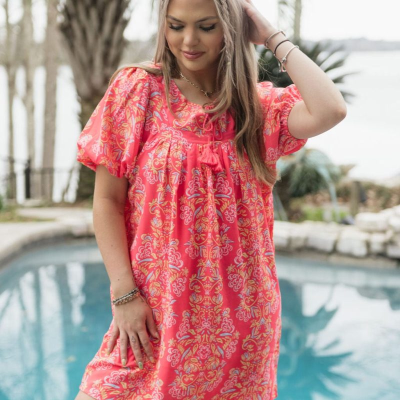 Coral Penny Busy Bee Dress
