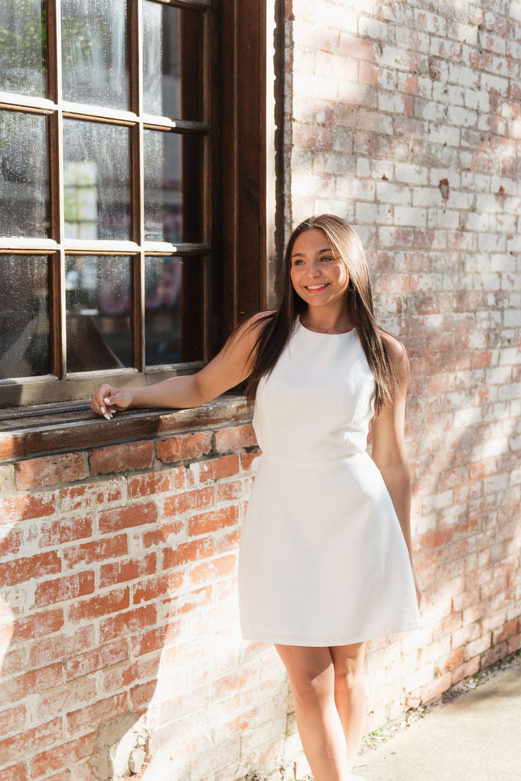White Bow Open Back Mini Dress - Image 5