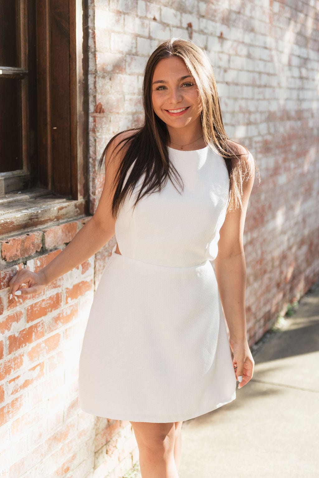 White Bow Open Back Mini Dress - Image 2