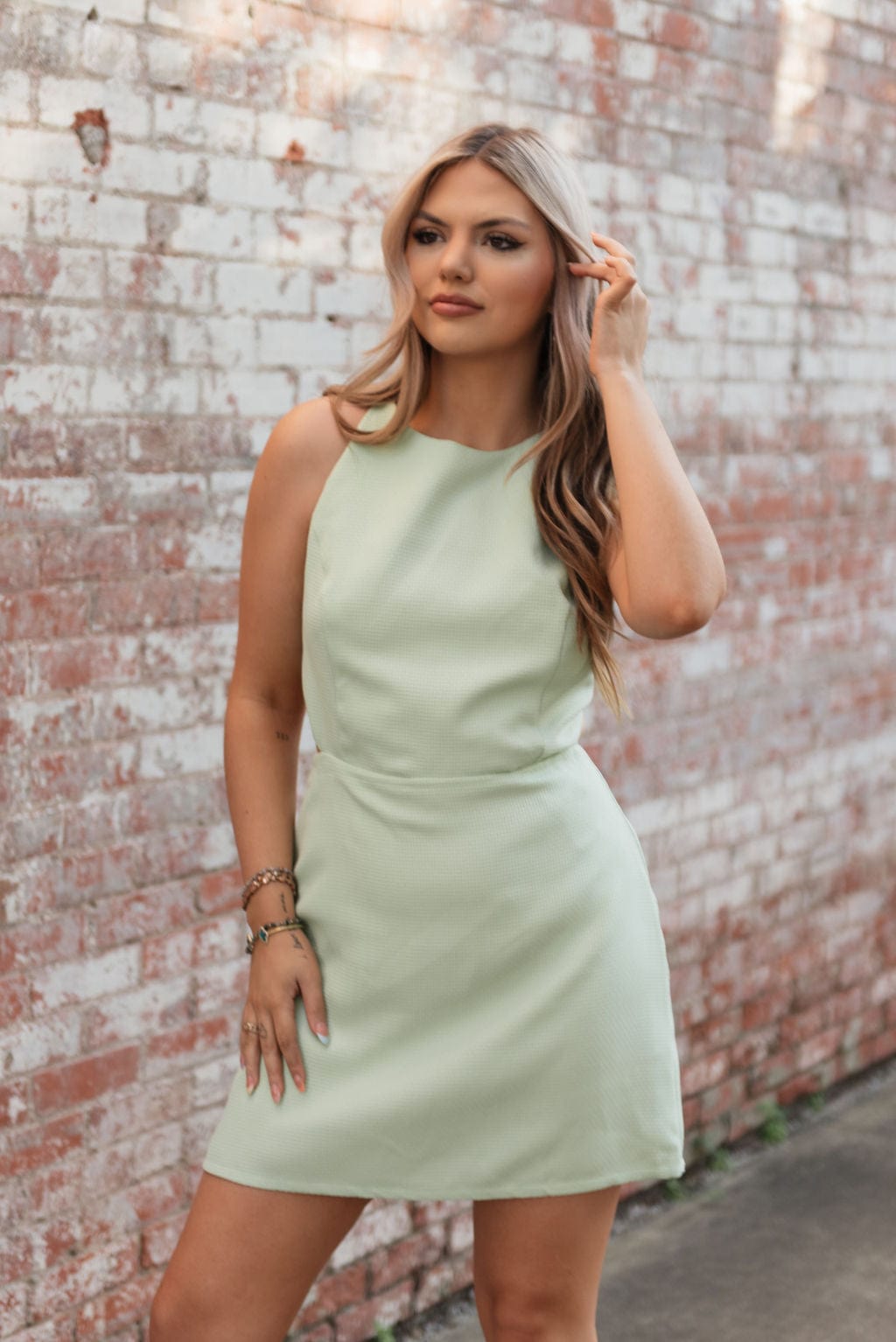 Mint Bow Open Back Mini Dress - Image 6