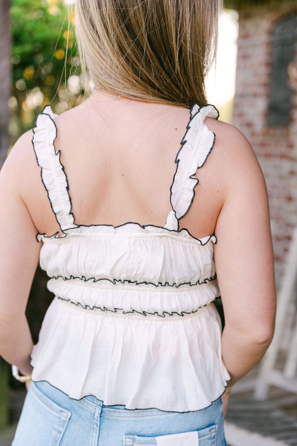 Ivory Contrast Bow Detail Top - Image 2