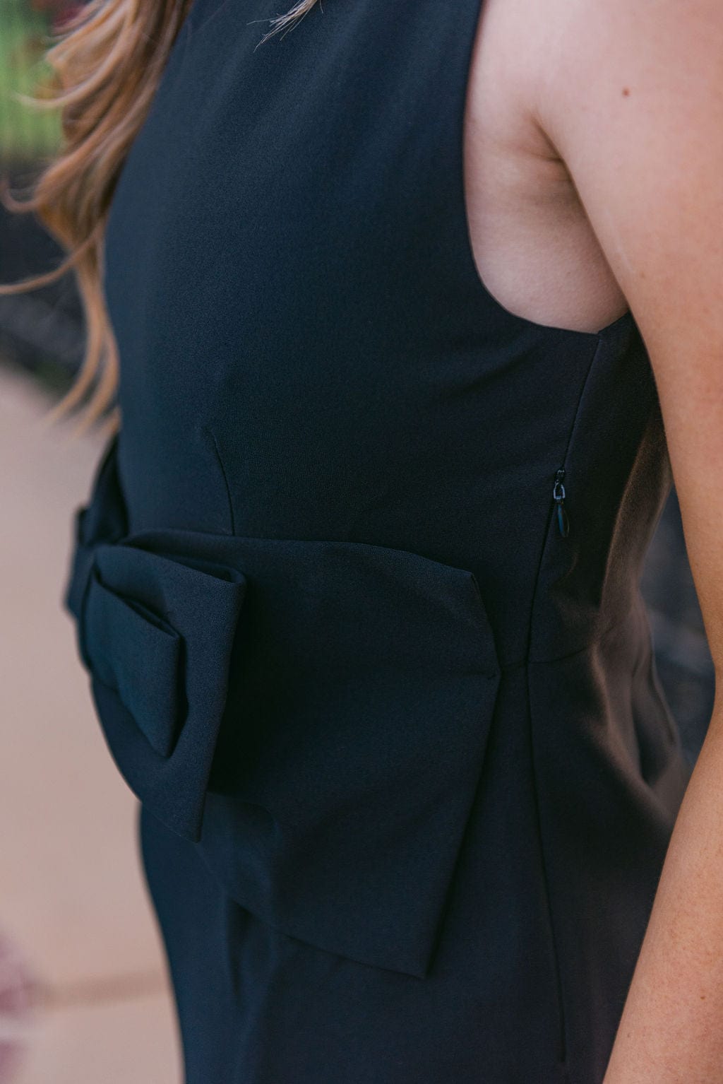 Black Sleeveless Bow Detail Mini Dress - Image 4