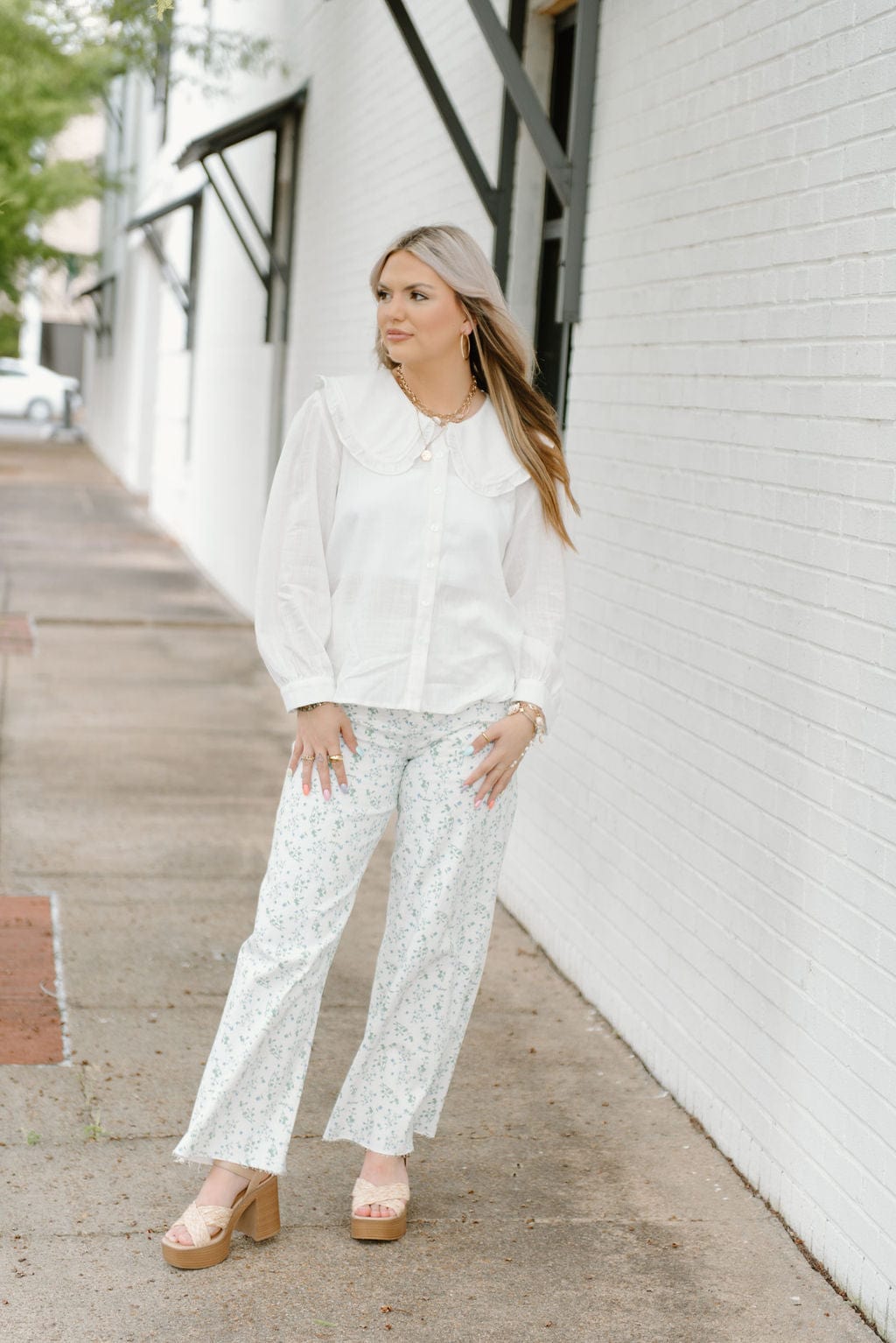 White Peter Pan Collar Blouse - Image 3