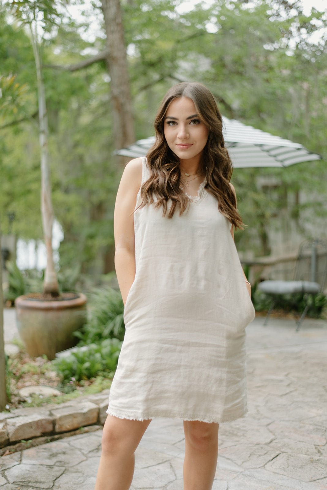Lulu B Linen Frayed Hem Mini Dress - Image 3