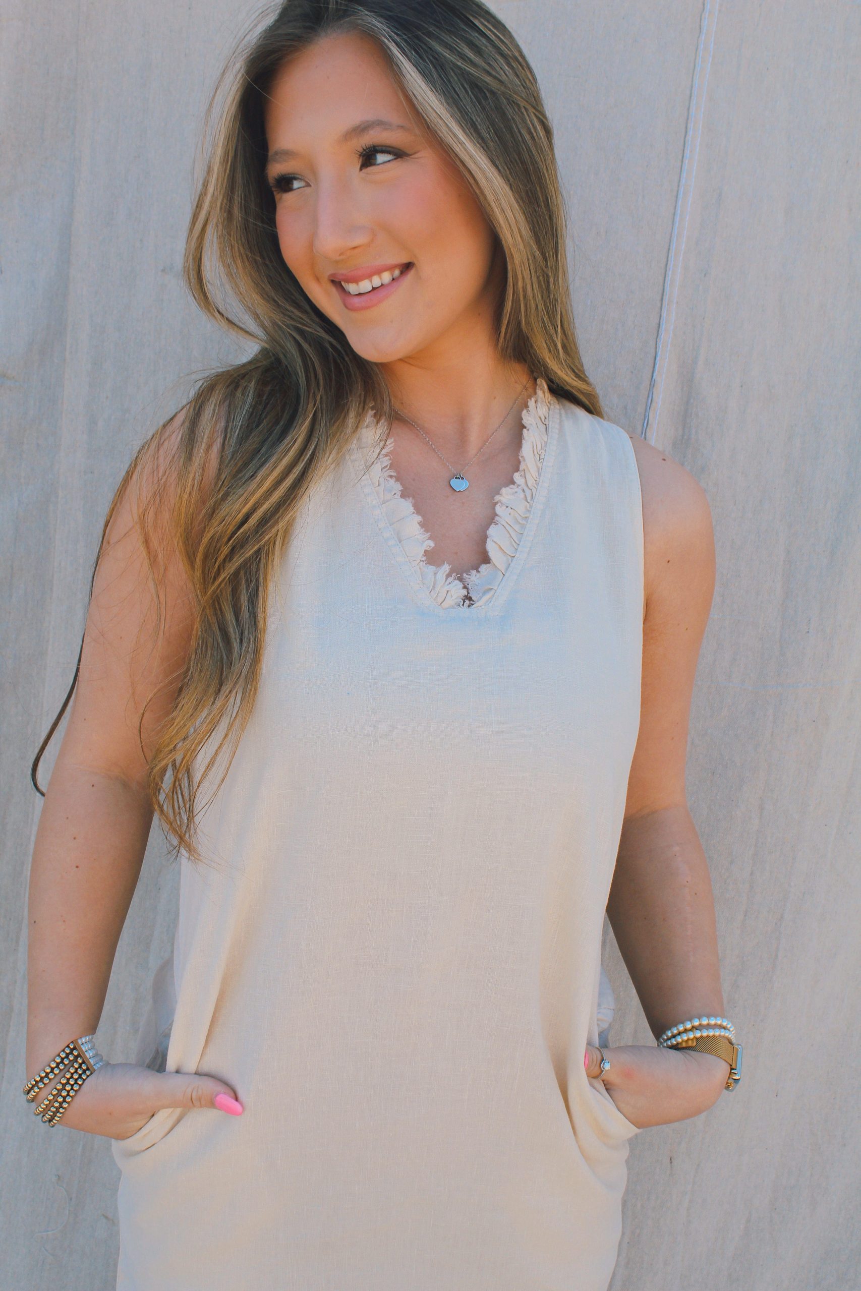 Lulu B Linen Frayed Hem Mini Dress - Image 4