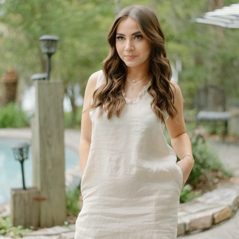 Lulu B Linen Frayed Hem Mini Dress