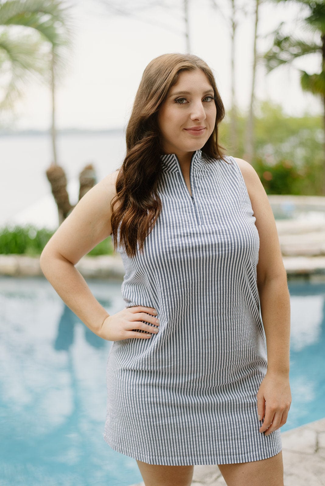 Lulu B Navy Striped Zip Shirt Dress - Image 5